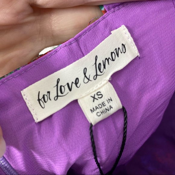 FOR LOVE AND LEMONS Shiloh red purple floral bloom ruffle mini dress - Picture 7 of 11